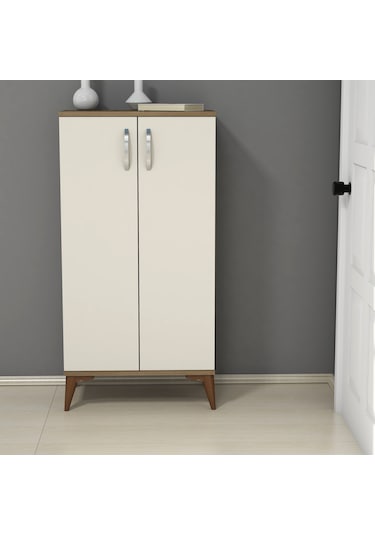 Ferniso Mobilya 2 Kapaklı 4 Bölmeli Ayakkabılık Hud Krem Beyaz