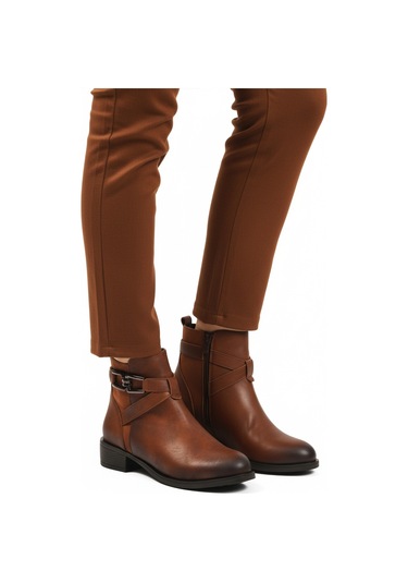 Taba Zümrüt İçi Kürklü Fermuarlı Kaymaz Kadın Bot 547819 Z Taba-zümrüt