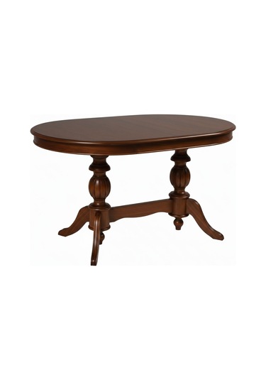 Montclair Çift Baba Ayaklı Masif Ahşap Oval Yemek Masası 90x140 Ceviz