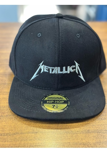 Metallica Nakışlı Siyah Hip Hop Snapback Rapper Basket Cap Şapka Siyah