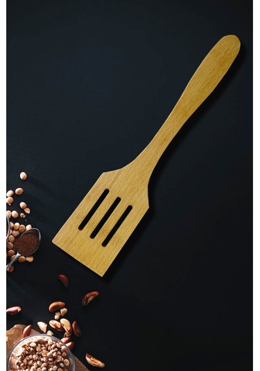 Standlı Ahşap Tahta Servis Sunum Kaşık Seti - Doğal Yağlı 5 Parça