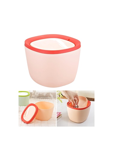 Homyl Plastik Mini Çöp Kovası Kül Kutusu Masaüstü Pembe Pembe