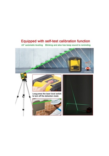 Tongxida Yeşil Lazerli 3 Otomatik Dengelemeli Taşınabilir Hizalama Aleti - Fayans, Pencere Ve Duvar Montajı İçin