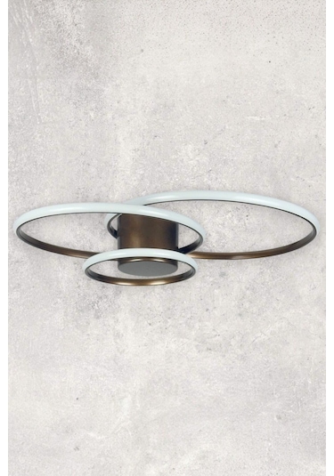 Sole Modern Tasarım Bronz Renk Salon - Mutfak - Hol Beyaz Led 3 Lü Avize Bronz