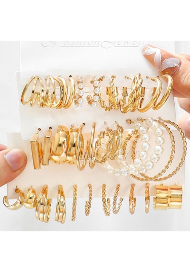 Skycity Şık Tasarım 9 Çift Küpe Seti - Alloy Malzeme, 3-18mm Çap, 10g Ağırlık Gold