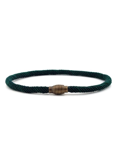 Yeşil Örgülü Ip Antik Metal Klips Erkek Bileklik Bt461 Çok Renkli