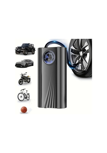 Dream011 Portable Lastik Şişirme Kompresörü 12v Araç Pompası Otomobil Motosiklet Bisiklet Siyah