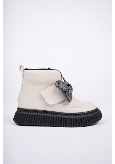 Muggo Nixie Garantili Kaymaz Taban Rahat Kalıp Cırtlı Ve Fiyonklu Çocuk Kışlık Bot Krem