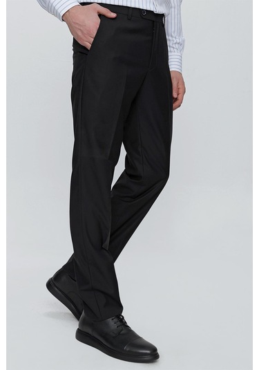 İmza Siyah Gabardin Yan Cep Açık Paça Basic Comfort Fit Esnek Pantolon 1003255005 Siyah