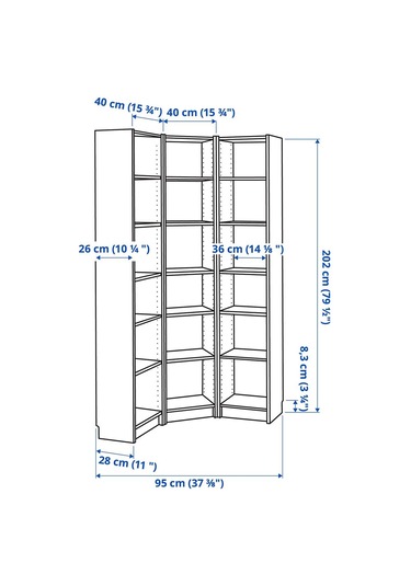 Köşe Kitaplık, Beyaz, 95/95x28x202 Cm Beyaz Köşe Kitaplık, Beyaz, 95/95x28x202 Cm Beyaz