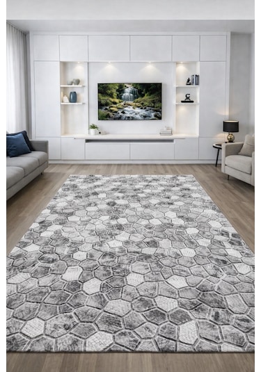 Sarar 6m² Lastiksiz Halı Örtüsü Kayma Yapmaz Gri