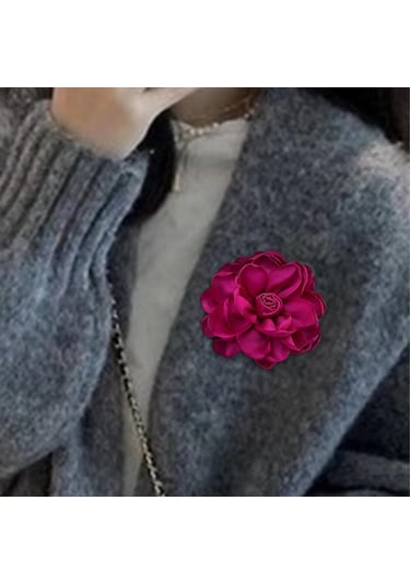 Homyl Anne, Nedime, Düğün İçin Giysilere Uygun Çiçek Broş Kırmızı