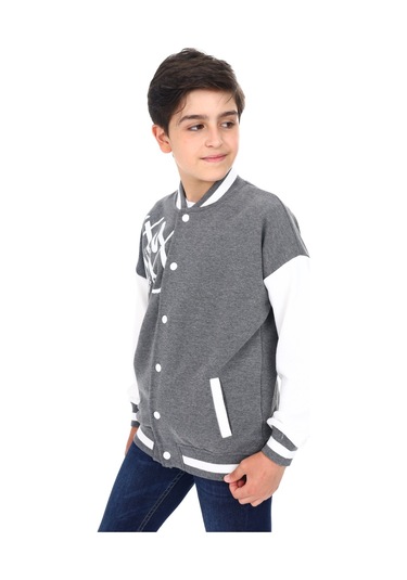 Toontoy Erkek Çocuk Baskılı Kolej Hırka Antrasit Melanj