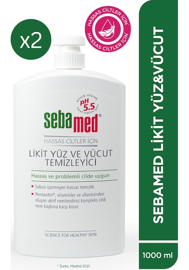 Sebamed Hassas Ciltler İçin Pentavitin Nemlendirici Etkili Yüz ve Vücut Temizleme Jeli 1000 ML x 2 Adet