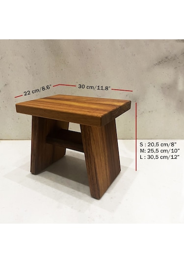 Shark Anatolia Iroko Ahşap Banyo Taburesi Oturak Kahverengi