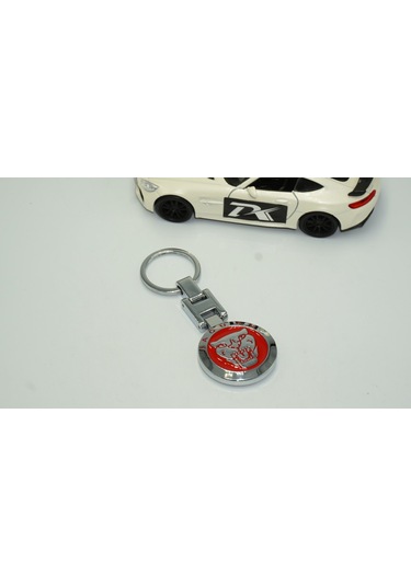 Dk Jaguar Uyumlu Panther Logo Kırmızı Krom Metal Çift Yön Anahtarlık