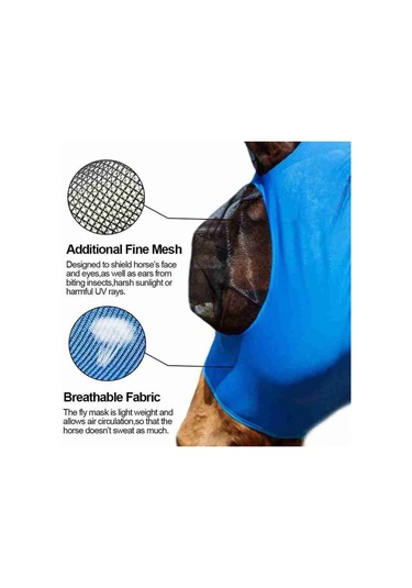 Vkemall Atkı Kuşaklı At Yüz Maskesi, Göz Ve Kulak Koruması, Nemlendirici Ağı, Evrensel Boy, Siyah