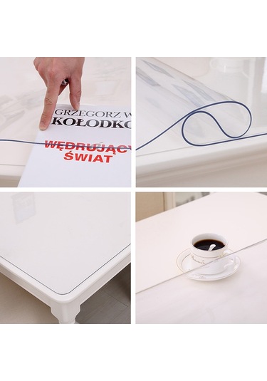 Şeffaf Yumuşak Cam Masa Örtüsü Ev Su Geçirmez Masa Örtüsü Pvc Masa Mat, Kalınlık: 1mm, Boyut: 80x135cm Şeffaf