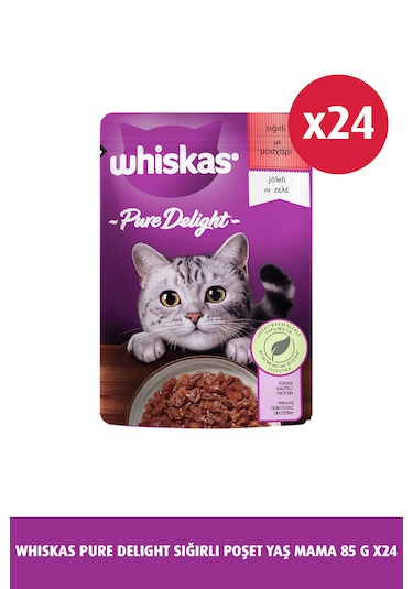 Whiskas Pure Delight Pouch Güveç Sığırlı Yetişkin Kedi Maması 24 x 85 G