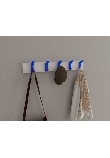Hepsi3boyutlu Modern Duvar & Kapı Kanca Askılık - 5 Adet Mavi Kanca Askılık - Model No : 2 Mavi