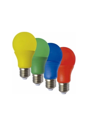 1'er Adet Toplamda 4 Tane Sarı, Kırmızı, Mavi, Yeşil Renk 10 Watt E27 Duy Led Ampul, 4'lü Renkli Ampul