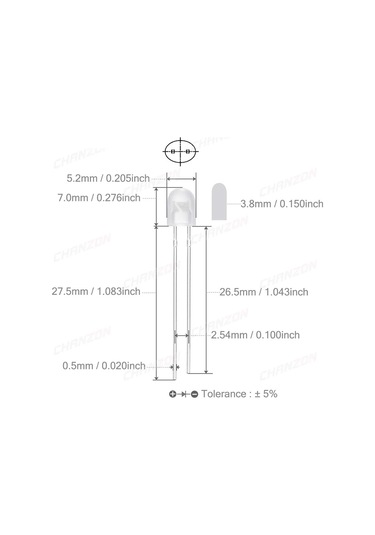 5 MM Led Seti 5 Renk Elektronik Işık Kaynağı Lamba Gösterge Uyarı Sinyali 100 Adet