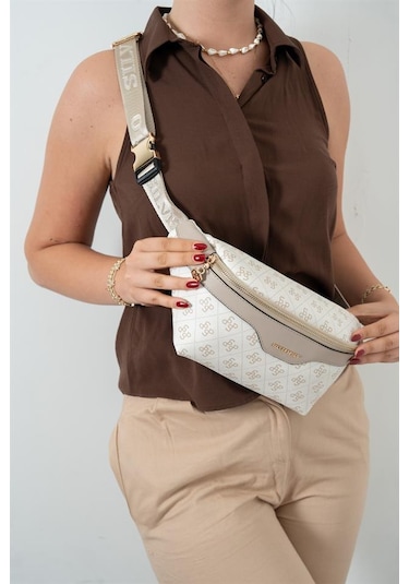 Silver Polo Sp1192 Kadın Bel Çantası Monogram Bej-kum