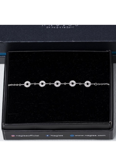 Halka Model Zirkon Taşlı 925 Ayar Gümüş İthal Kadın Bileklik