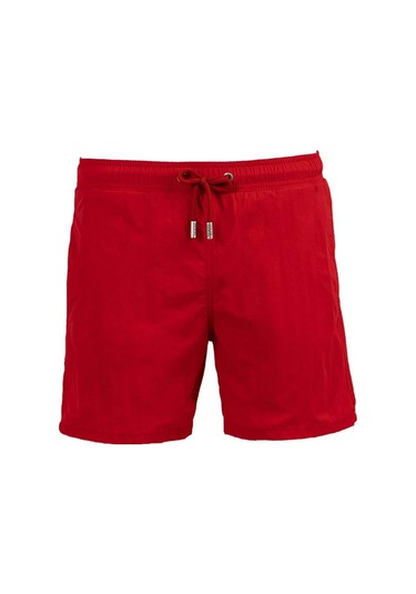 Kırmızı Su İtici Özellikli Naylon Kumaş Düz Renk Basic Erkek Plaj Deniz Şort Mayo - 540-kırmızı 001