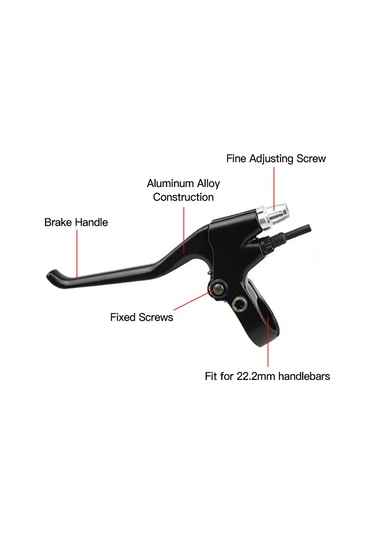 Shineyee Elektrikli Araçlar İçin Tam Alüminyum Fren Kolu, 22.2mm Saplı, 165cm Tel, Siyah, 1.75mm-2.8 Ekleme Tipi