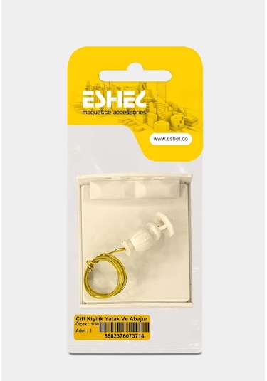 Eshel Maket Çift Kişilik Yatak ve Abajur--1/50--1 Li