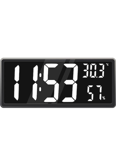 Trendooze Suntek İç Mekan Sıcaklığı Göstergeli Büyük Led Dijital Duvar Saati İn Siyah