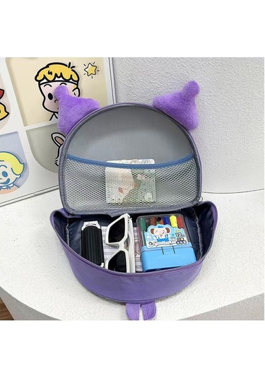 Çocuk Okul Çantası Sevimli Kulomi Anaokulu Küçük Çanta Mor