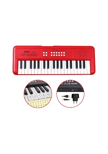 Jwin Cmk-1237 37 Tuşlu Elektronik Org Etiket. Adaptör Hediye - Kırmızı