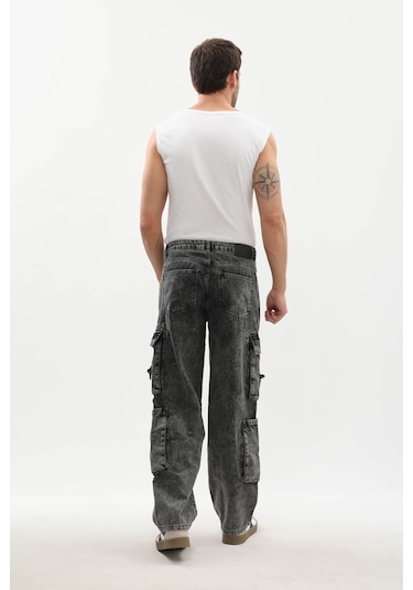 Banny Jeans Erkek Kargo Cepli Jean Pantolon Gri