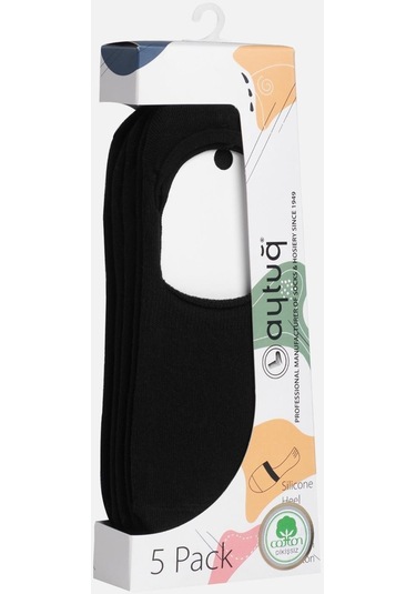 Aytuğ Kadın Penye Babet Çorap 5 Çift Özel Kutulu, Siyah Babet Çorap 31301 Siyah