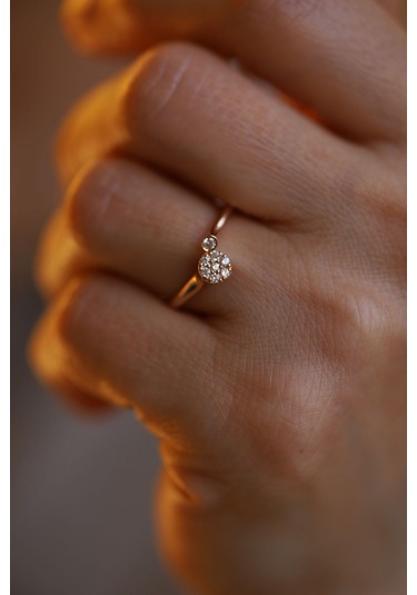 Yenigün Kuyumculuk 14 Ayar Altın Kadın Sarmal Taşlı Rose Yüzük Yzk28582