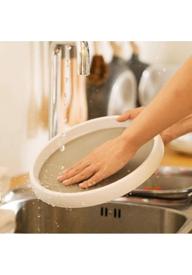 1 Adet Turntable Dönen Baharat Depolama Rafı Depolama Organizatörü Mutfak Çift Katman Gri