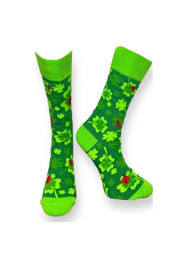 4'lü Unısex Yonca Ve Arı Temalı Esnek Nem Alabilen Pamuklu Spor Soket Çoraplar Çok Renkli