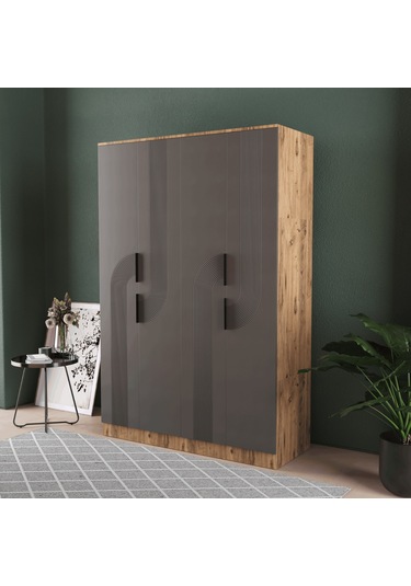Ekin 4 Kapaklı Eko Bazalı Gardırop - Mdf Kapak Antrasit