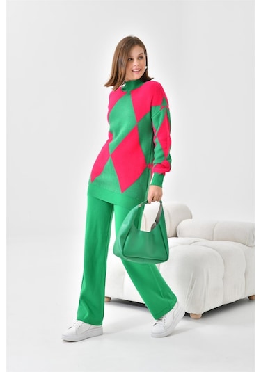 Ftz Women Kadın Baklava Desen Detaylı İkili Takım Benetton 20466-benetton Yeşil