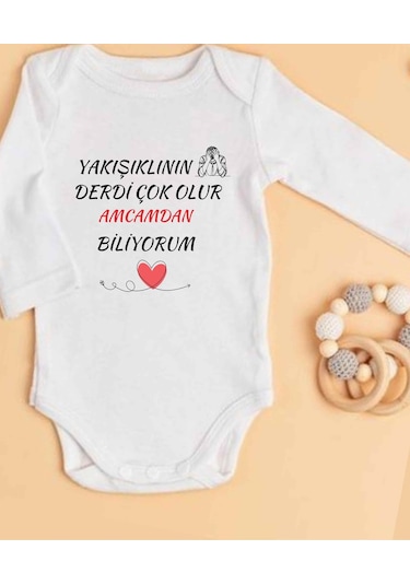 Lupi İsimli Zıbın Yazılı Bebek Zıbın Somon-haki Beyaz