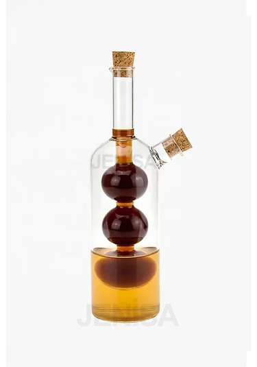 Üç Bölmeli Çift Hazneli Cam Yağdanlık & Sirkelik 260 Ml Zarif Tasarım Şeffaf