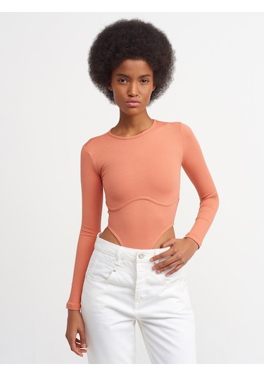 Dilvin 3664 Kadın Gül Pembe Bodysuit-11845 Gül Pembe