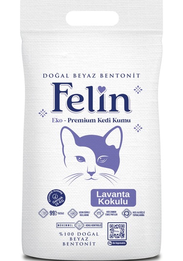 Felin Lavanta Kokulu Topaklaşan İnce Bentonit Kedi Kumu 15 KG