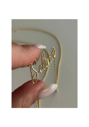 Kadın Gümüş Kolye - Taşlı Trend İsim Kişiye Özel Işıklı Kutuda Sevgiliye Eşe Anneye Altın