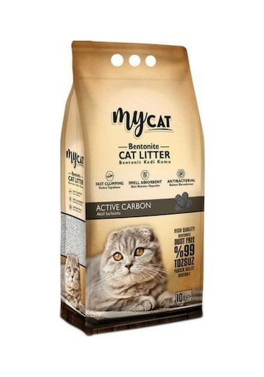 Mycat Aktif Karbonlu Kalın Taneli Bentonit Kedi Kumu 10 L