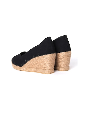 Star Tombis Siyah Keten Espadril Dolgu Topuk