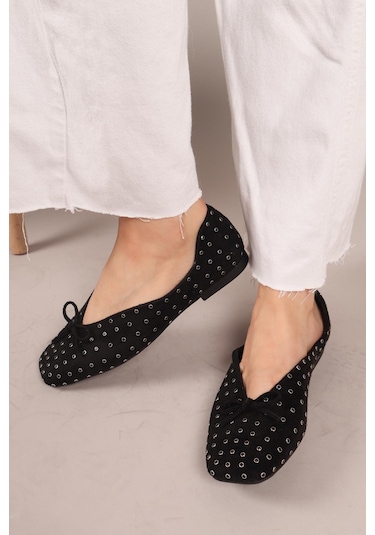 Botrop Fiyonklu Süet Babet Siyah-8298 Siyah