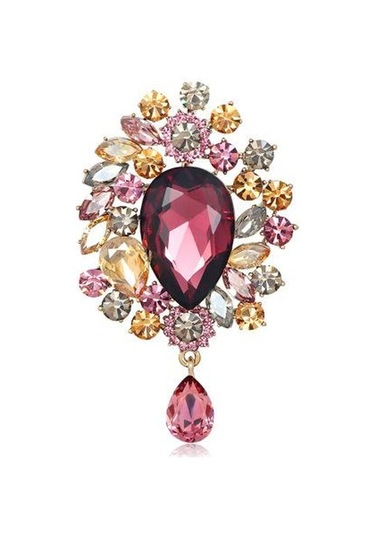 Kırmızı Broş Avrupa Ve Amerikan Lüks Süper Flaş Kristal Broş Kırmızı